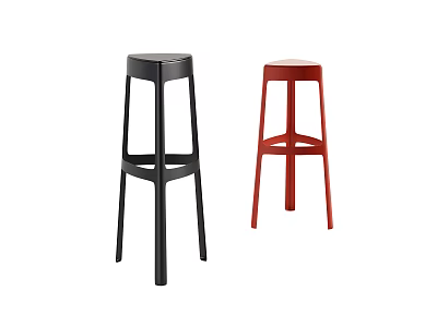 Modern Black and Red Tall Bar Stools with Sleek Design for Kitchen Counter Use 3d model
