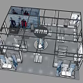 Modern Clothing Store Interior With Display Racks Fitting Rooms And Central Stand