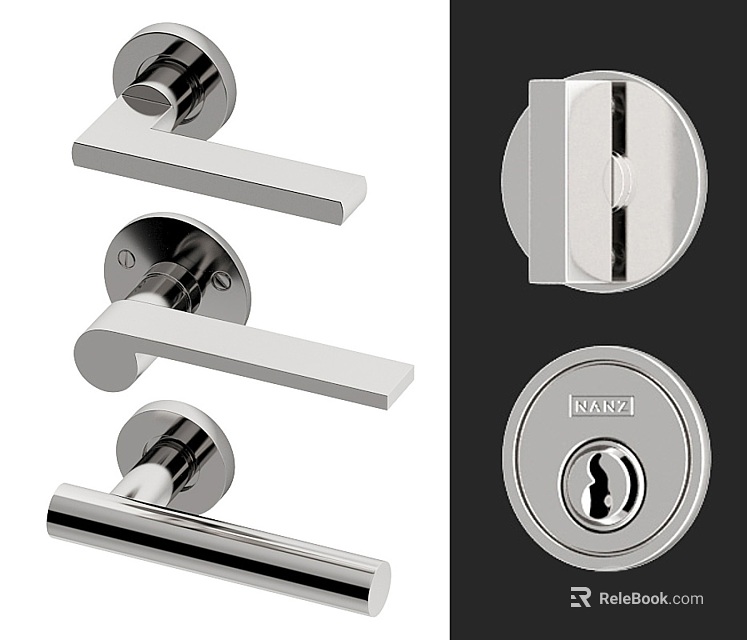 Sleek Modern Door Handles With Lever Designs Round Lock Covers And Keyhole Locksets 3d model 