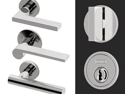 Sleek Modern Door Handles With Lever Designs Round Lock Covers And Keyhole Locksets 3d model