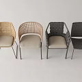 Modern Leisure Chairs With Woven Rattan Design Metal Frame And Cushioned Seats