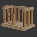 Classical Fluted Columns Architectural Model with Square Base and Entablature