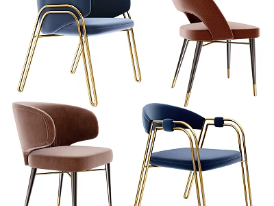 Modern Stylish Accent Chairs With Gold Metal Legs And Multiple Colors 3d model