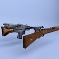 Vintage Weapons Collection Featuring Rifles Pistols And Submachine Guns With Wooden Stocks
