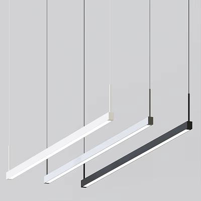 Modern Minimalist Linear Pendant Lights In White And Black Hanging Design 3d model