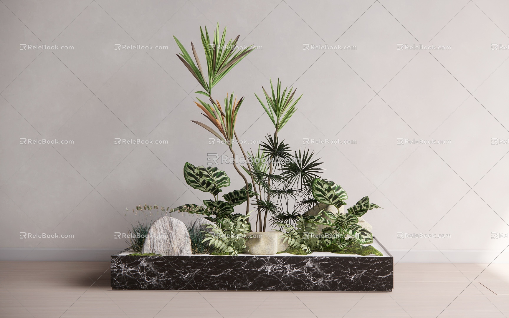 Modern indoor green plant potted plant 3d model