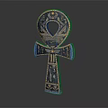Ancient Egyptian Ankh Symbol With Gold Black Details And Intricate Carvings