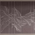 Sofa Background Wall With Artistic Wave Line On Dark Panels