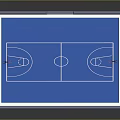 Indoor Basketball Court With Blue Floor Court Lines Hoops And Fencing