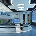Modern monitoring room control room monitoring command center display screen console display screen 3d model