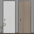 Modern Hinged Doors with Black Frames Wooden and White Finishes in Interior with Potted Plant