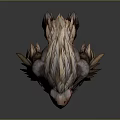 Game and Movie Fantasy Creature Character with Feathered Appearance Red Eyes and Crouching Posture