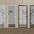 Modern Swing Doors With Glass Panel Designs And White Black Frames 3d model