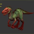 Fierce Green And Red Dinosaur With Spiky Back And Sharp Teeth 3d model