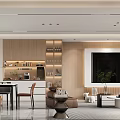 Modern simple guest restaurant without main lamp design 3d model