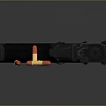Black Pistol With Bullets Placed On Dark Surface For Weapon