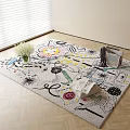 Stylish Square Rug With Colorful Artistic Patterns For Living Room Home Decor