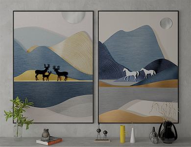 Modern Animal Painting Decorative Painting 3d model