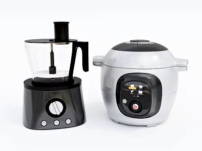 Kitchen Appliances Food Processor With Transparent Container And Multicooker With Control Panel 3d model