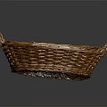 Practical Brown Woven Rattan Basket With Dual Handles For Home Storage