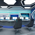 Police Station Command Center Science and Technology Monitoring Room Large Screen High-end Fashion 3d model