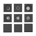 Dark Gray Square Vent Covers With Various Patterns And Decorative Designs 3d model