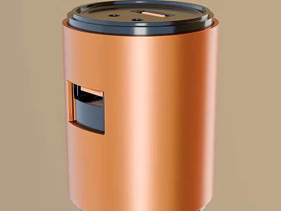 Copper Colored Waste Bin With Black Lid And Side Opening For Home Use 3d model