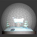 Snow Globe Decorative Ornament With Snow Scene Small House Christmas Trees Cars And Patterned Base