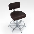 Modern Dark Brown Leather Swivel Bar Stool With Silver Metal Base Design