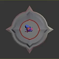 Character With Purple Pink Hair And Animal Ears Standing On Polygonal Platform With Red Ring