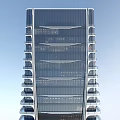 Modern Tall Hotel Building With Curved Balconies And Glass Facade In Urban Setting