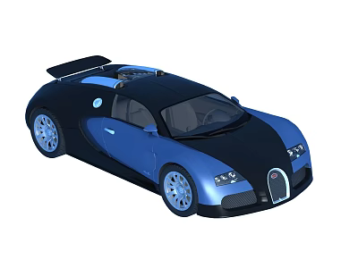 Blue and Black Bugatti Veyron with Streamlined Body Sporty Spoiler and Alloy Wheels 3d model