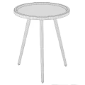 Sleek Black Round Side Table With Three Wooden Legs Modern Design 3d model