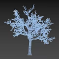Decorative Ornament Set Featuring Bare Tree and Silhouette Figure on Black Background 3d model