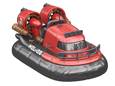 Red Hovercraft Toy Model With Dual Fans KIL-09 And Inflatable Base 3d model