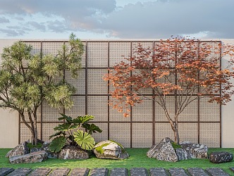 Modern landscape courtyard tree shape landscape tree landscape garden stone 3d model