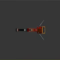 Futuristic Red Black And Yellow Metallic Weapon With Mechanical Components Design