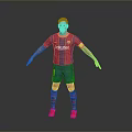 Barcelona Football Jersey Figure Model With Red Blue Stripes Sponsor Logo Shorts Socks Red Boots