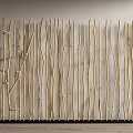 Decorative Wooden Room Divider With Natural Branch Like Slats For Interior Design