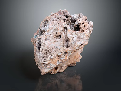 Natural Stone And Wooden Decor Piece With Porous Rough Texture 3d model