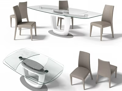 Modern Glass Top Conference Table With Gray Chairs And Sleek Design 3d model