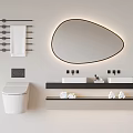 Modern washbasin toilet towel rack combination 3d model