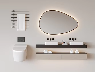 Modern washbasin toilet towel rack combination 3d model