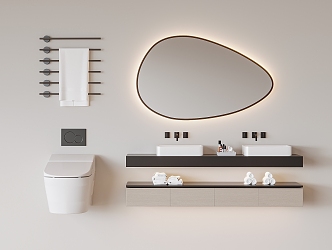 Modern washbasin toilet towel rack combination 3d model