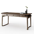 Modern Wooden Desk Interior Setup With Comfortable Chair Books And Vase Decor