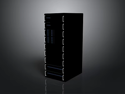 Black Server Rack With Stacked Units Network Ports And Cooling Fans 3d model