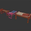 Wooden Benches With Colorful Cushions And Carved Legs For Home Furniture