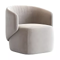 Light Gray Velvet Leisure Chair With Modern Rounded Armrests And Comfortable Design
