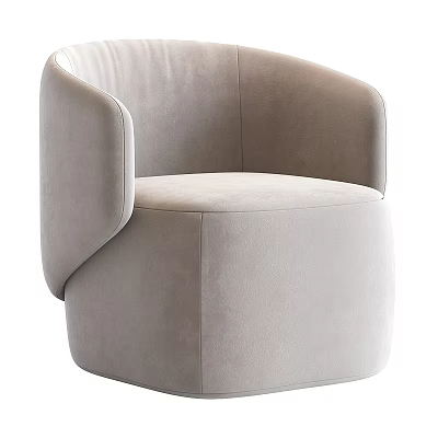 Light Gray Velvet Leisure Chair With Modern Rounded Armrests And Comfortable Design 3d model