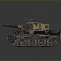 Vintage Military Tank With Long Cannon Tracks And Number 114 On Turret